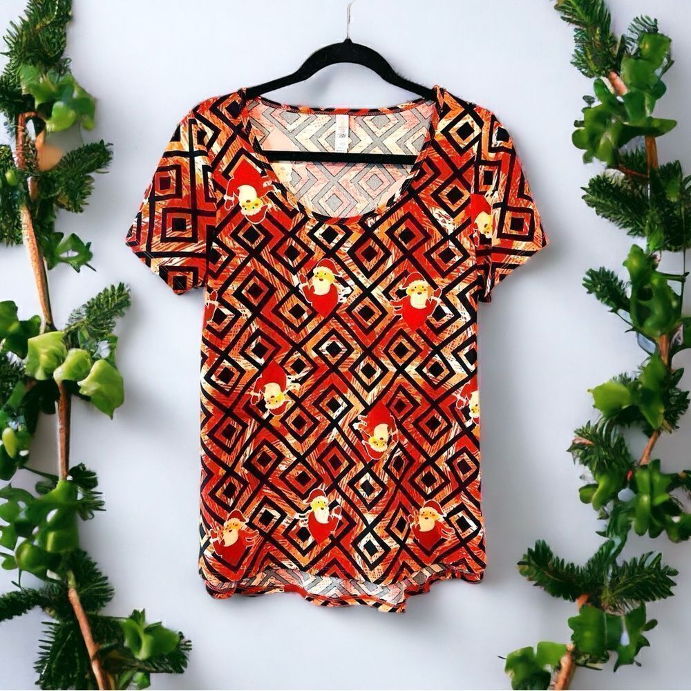 NWT LulaRoe Classic T Christmas Santa Red Orange Small